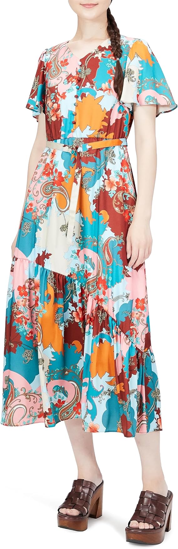 Amazon | [グレースコンチネンタル] 2023AW ﾍﾟｲｽﾞﾘｰﾌﾗﾜｰﾌﾟﾘﾝﾄﾜﾝﾋﾟｰｽ