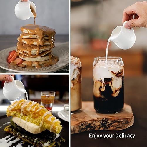 Miniatura 6 de 12 mini crema de cerámica, jarra pequeña de crema de porcelana de 3 onzas, jarra pequeña de jarabe, jarra de crema de café, dispensador de crema,