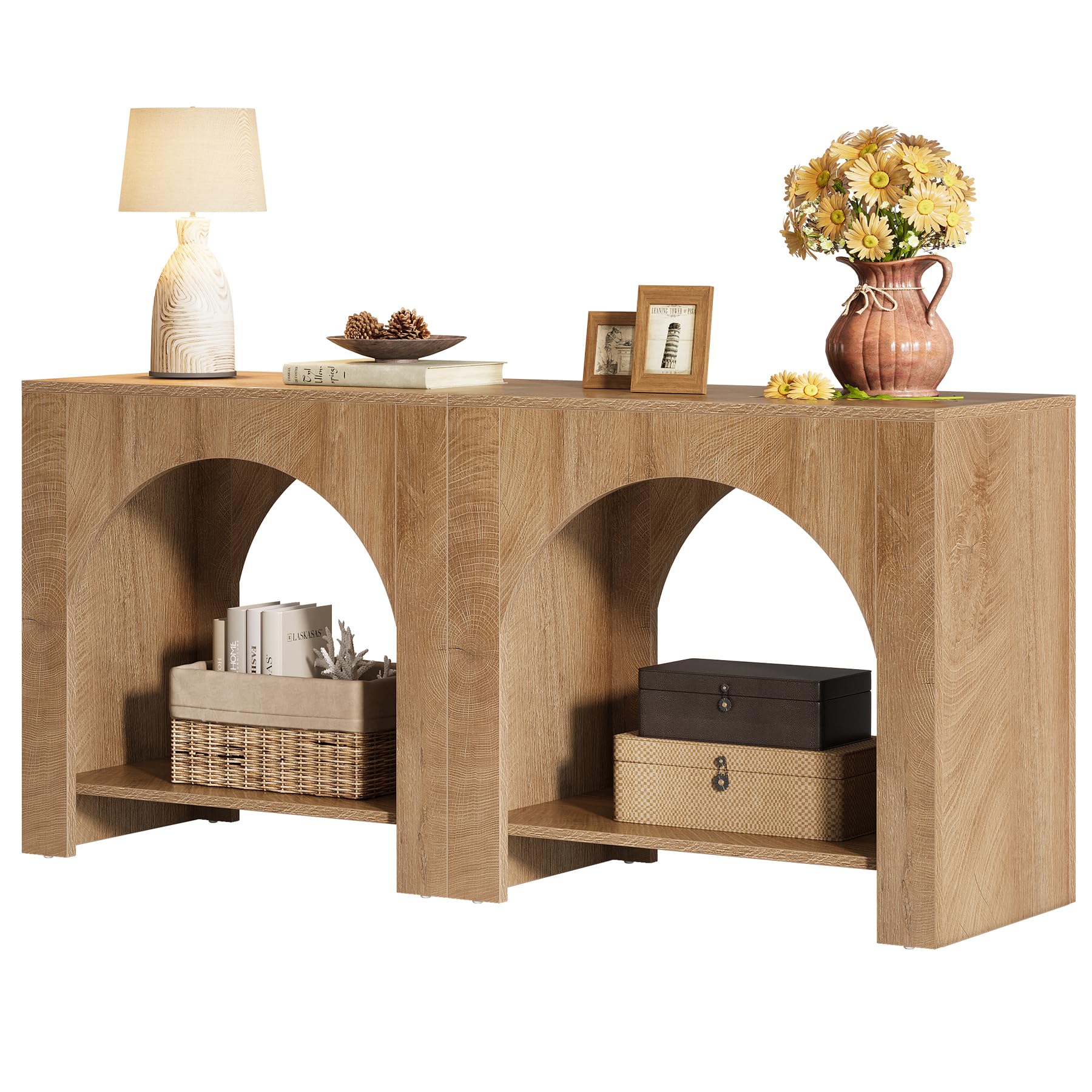 tribesigns farmhouse end side table set of 2, large sofa side table set of 2 for living room (1, brown)
