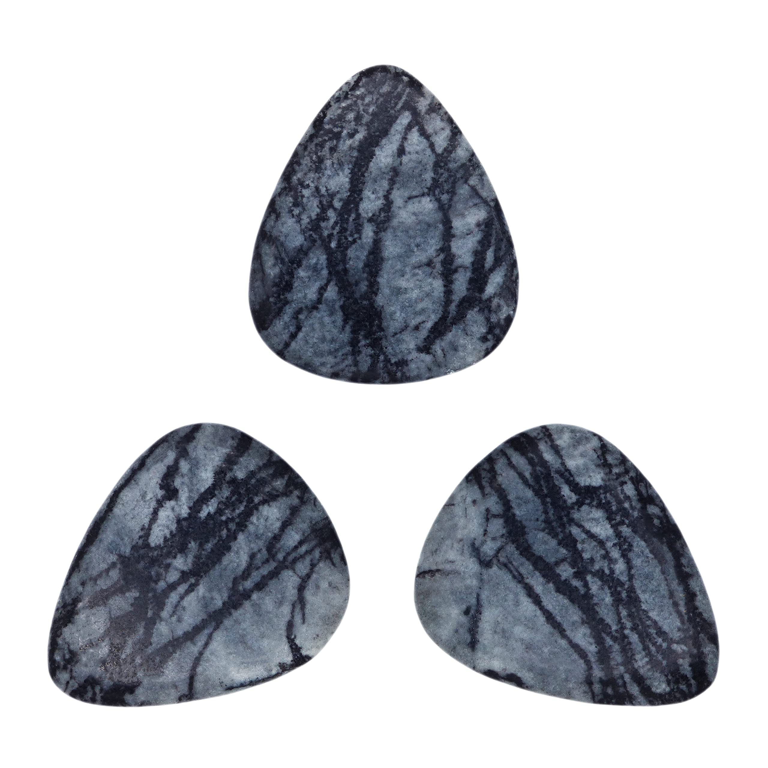 Spiderweb Jasper Stone Guitar Or Bass Pick - 3.0 mm Ultra Heavy Gauge - 351 Shape - Specialty Handmade Gemstone Exotic Plectrum - 3 Pack New