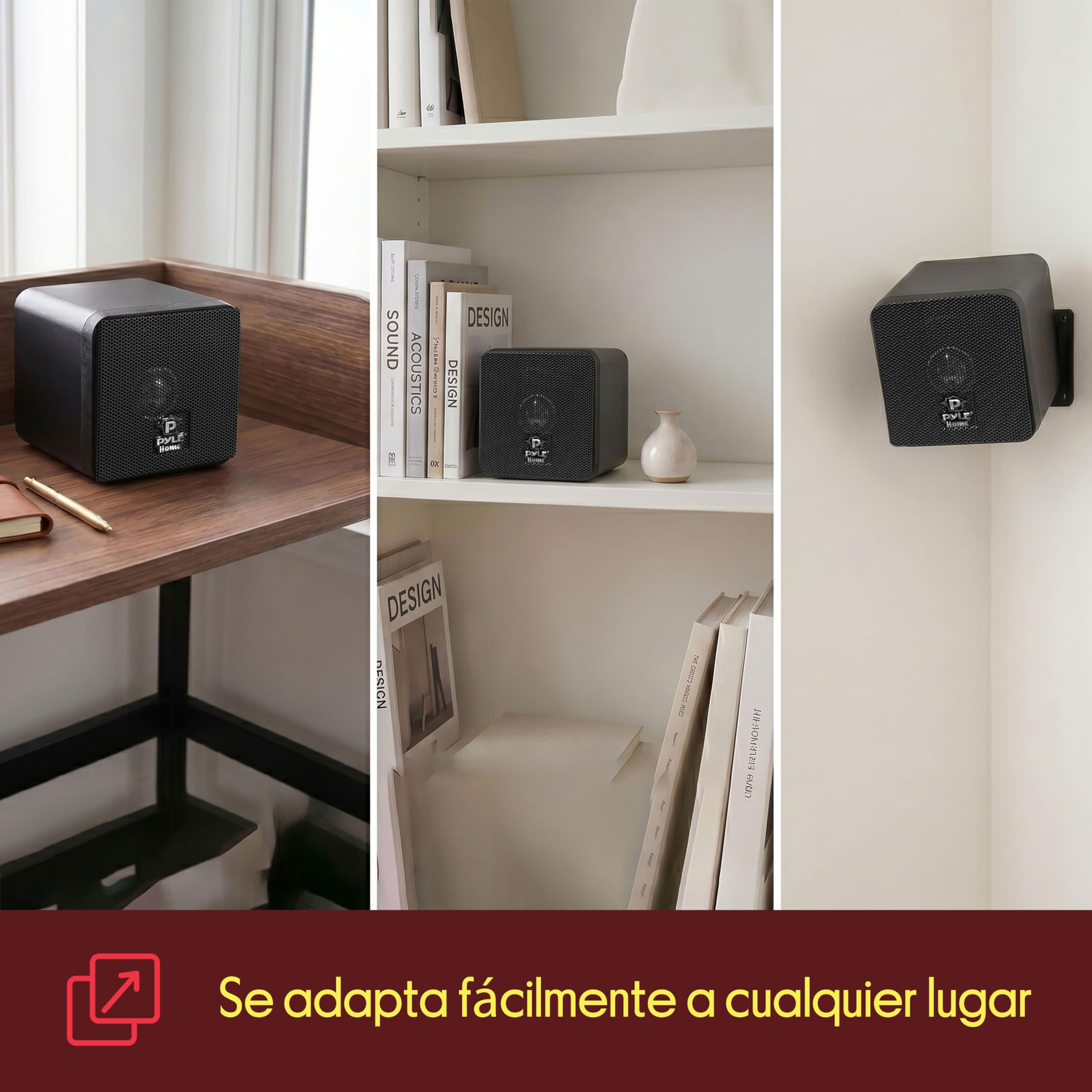 Pyle Altavoces satelite, Mini Cube, Estanteria, Pequeños, Pasivos, Estereo, Cine en casa