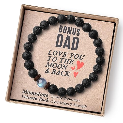 Bonus Dad Gifts Step Dad Fathers Day Gifts from Daughter Son Father's Day Gift Ideas Men Beaded Bracelets Birthday Gift Unique Personalized Cool