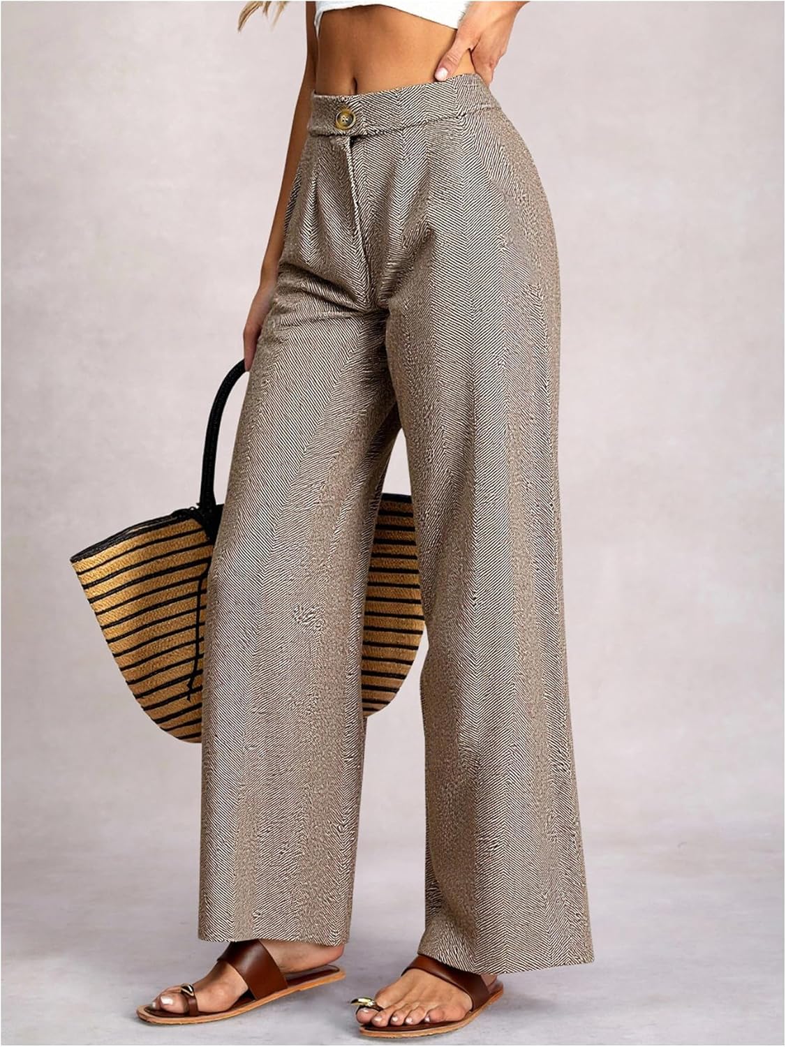 Women's High Waisted Dress Pants Fall Vintage Straight Leg Business Casual Trousers with Pockets - Image 4