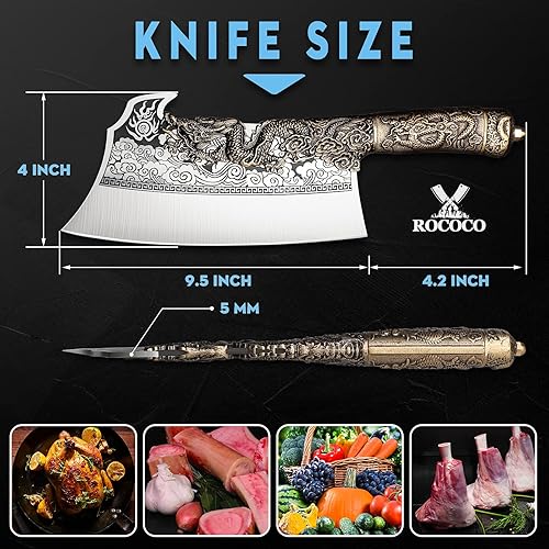 Miniatura 2 de Bone Cleaver - Cuchillo de chef serbio, regalo vikingo, para hombres, caza, barbacoa, camping, con funda