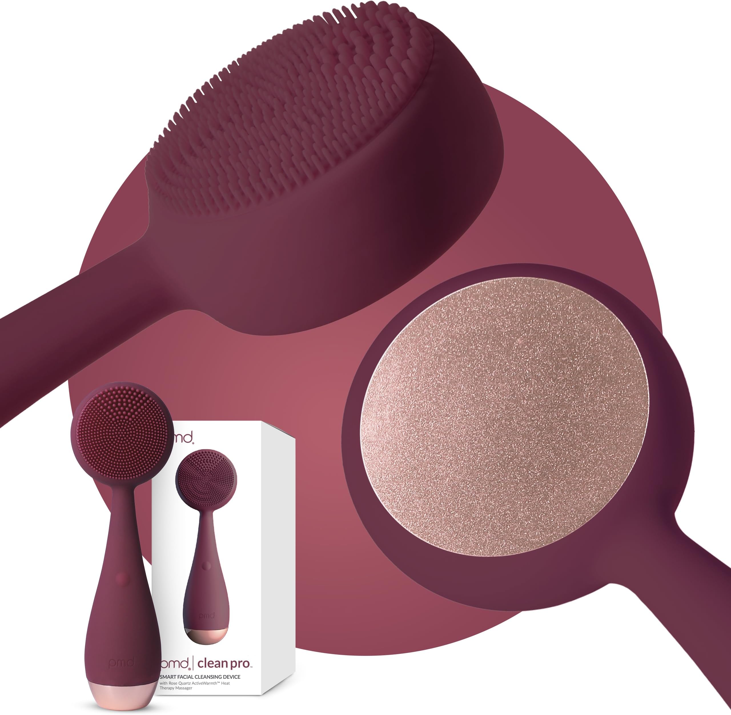 Clean Pro - Electric Facial Cleansing Brush, Smart Facial Device with Silicone Brush & Heated Anti-Aging Aluminum, Gemstone, Precious Metal Massager