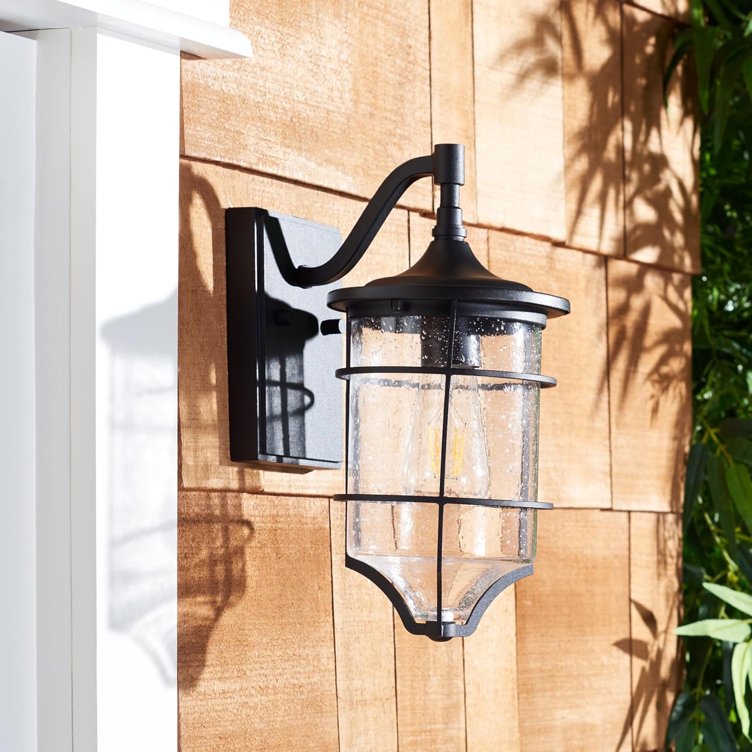 SAFAVIEH Lighting Collection Rueda Bronze Outdoor Wall Sconce Set of 2 Light Fixture (LED Bulbs Included)
