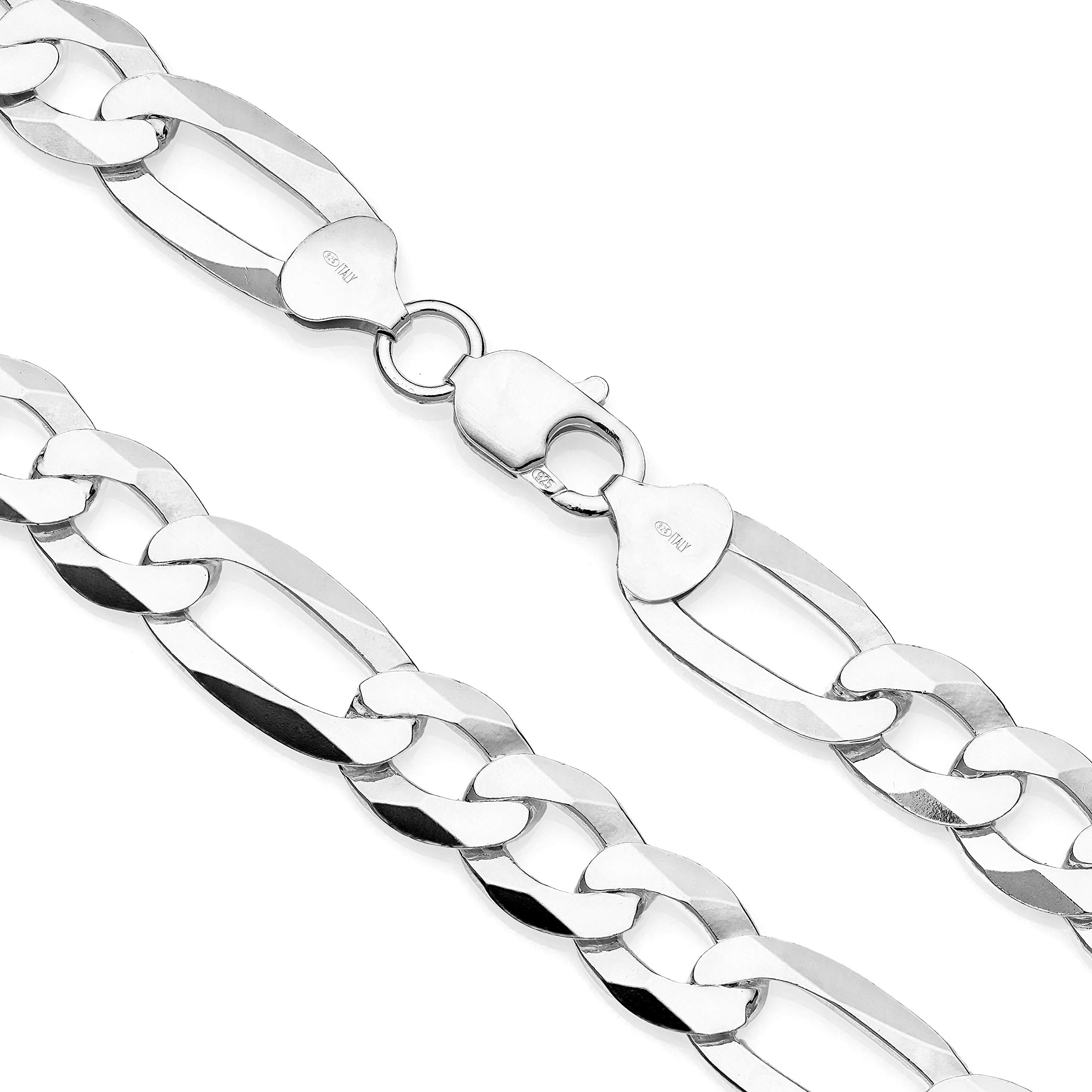 Aka Gioielli® - Catena Maglia Figaro 11mm in Argento Sterling 925 - Collana Uomo Lunghezza: 50 55 60 70 cm
