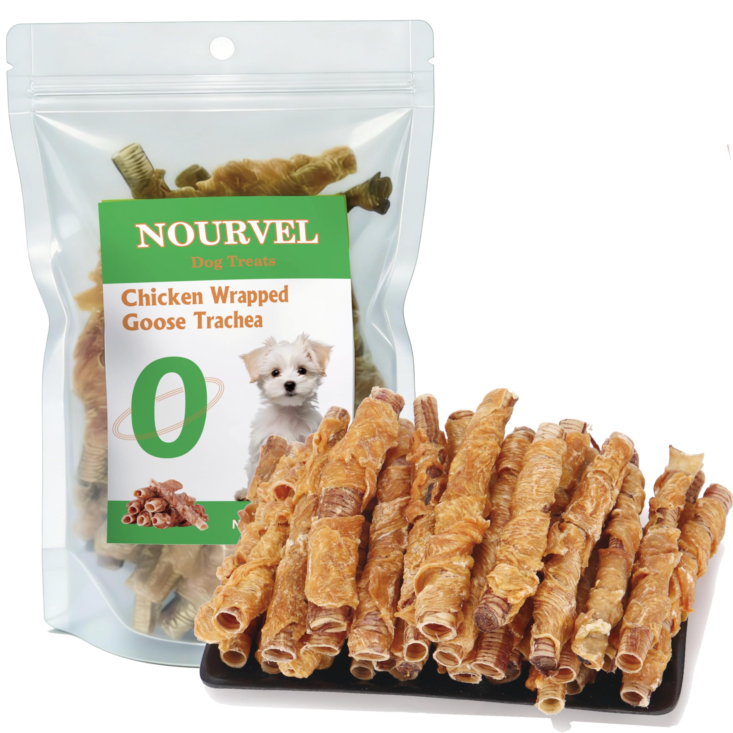 Friandises para Perro-Trachee de oie Revestido de Pollo, 10cm (25-30 Piezas) Natural, Bueno para articulaciones, Caderas y Dientes. Rico en proteínas, débil en Grasas. para Perros pequeños y medianos