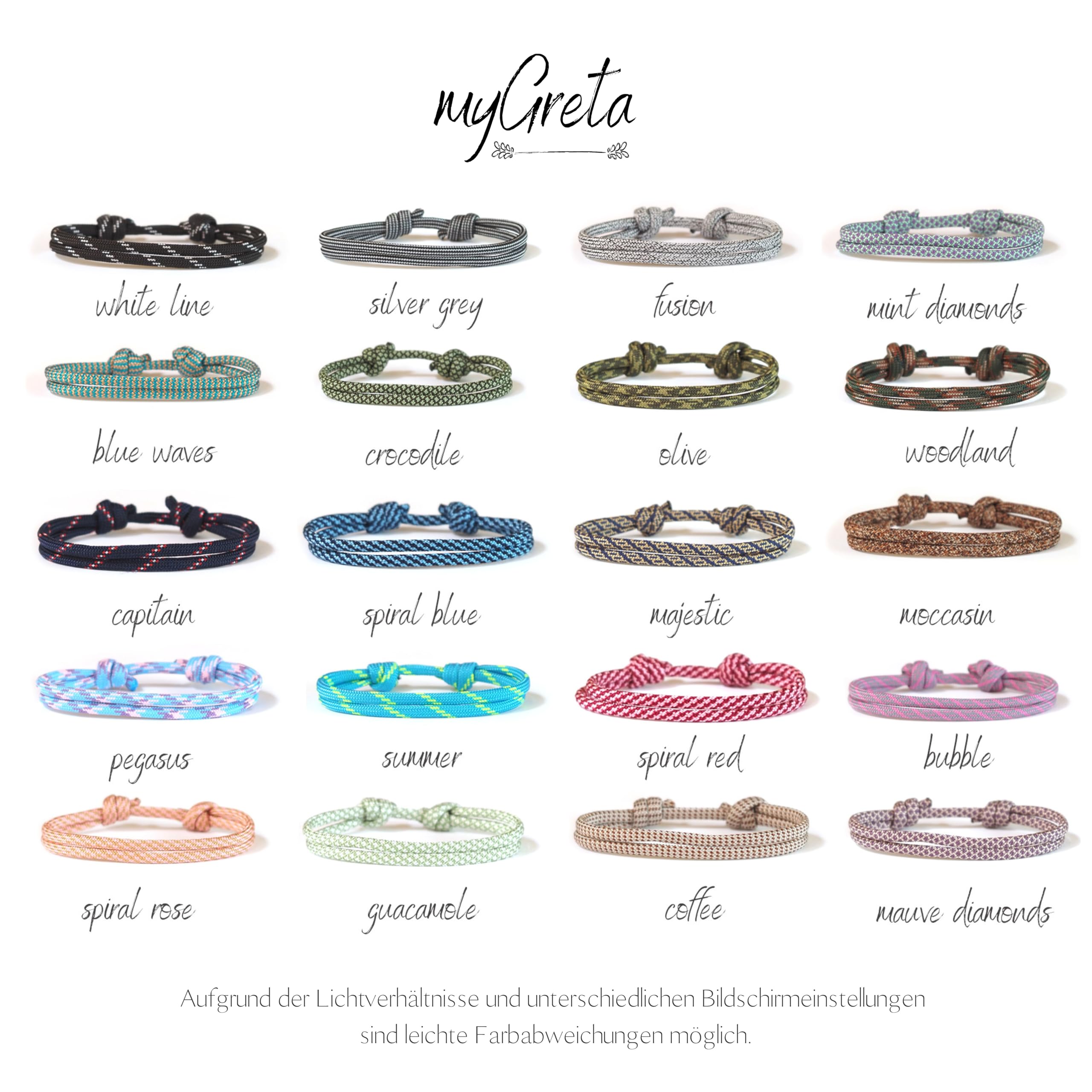 Reisearmband Personalisiert mit Gravur aus Edelstahl und Segeltau | Personalisierbar mit Text & Motiven, Edelstahl & Nylon, verstellbar, Unisex, handgefertigt, Erinnerung, Abenteuer, Weltreise