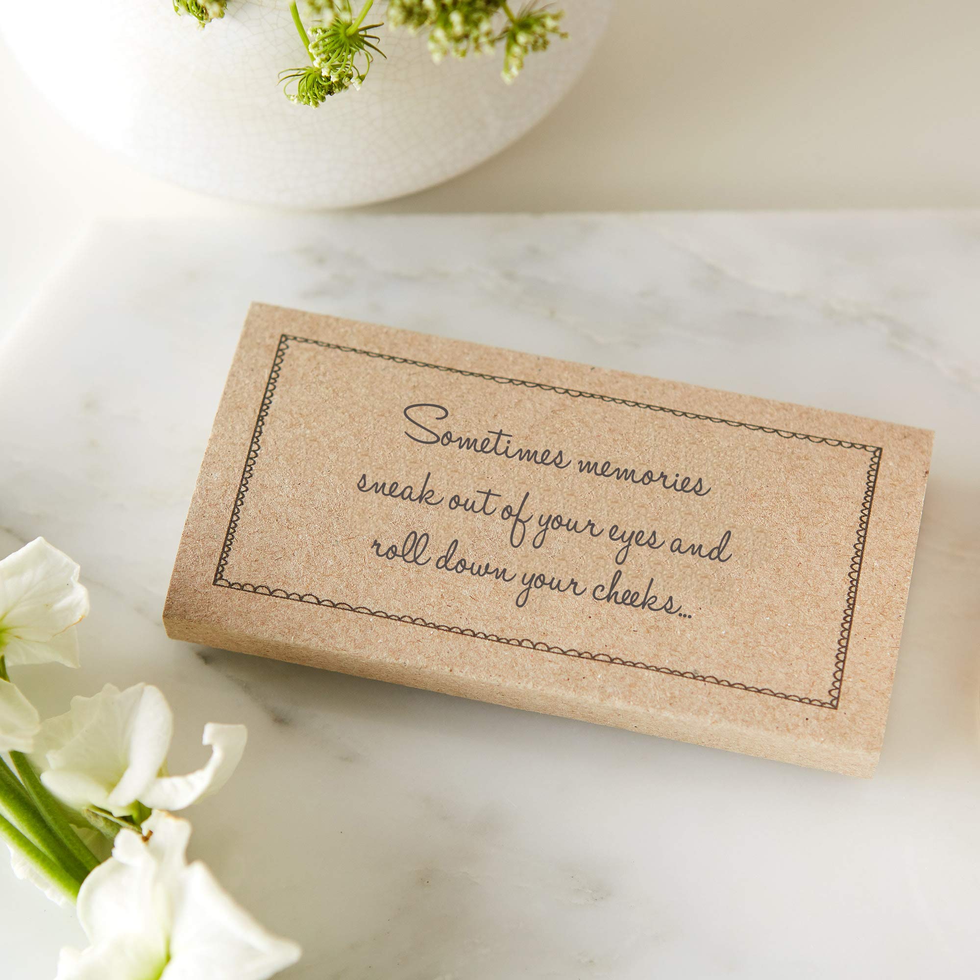 ANGEL & DOVE 25 Kraft Funeral Tissue Wrap Funeral Favors 'Sometimes Memories Sneak Out of Your Eyes' - Celebration of Life, Memorial