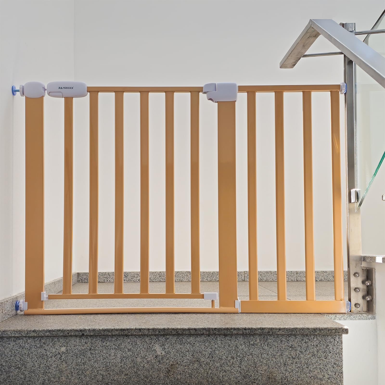 Absperrgitter Treppenschutzgitter beige für 89-99cm Durchgang 77cm Hoch