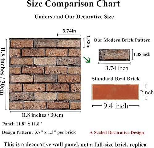 Miniatura 10 de Paneles de pared 3D para despegar y pegar, papel tapiz de ladrillo 3D para despegar y pegar, paquete de 10 paneles de pared autoadhesivos