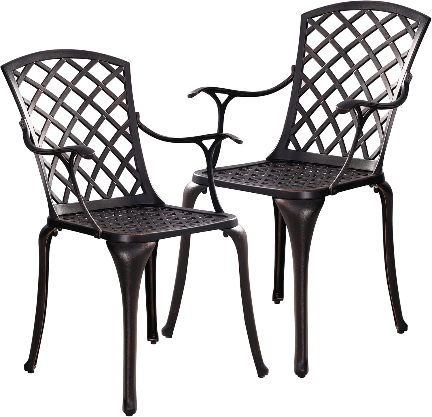 Withniture Set of 2 Metal Dining Chairs Cast Aluminum Patio