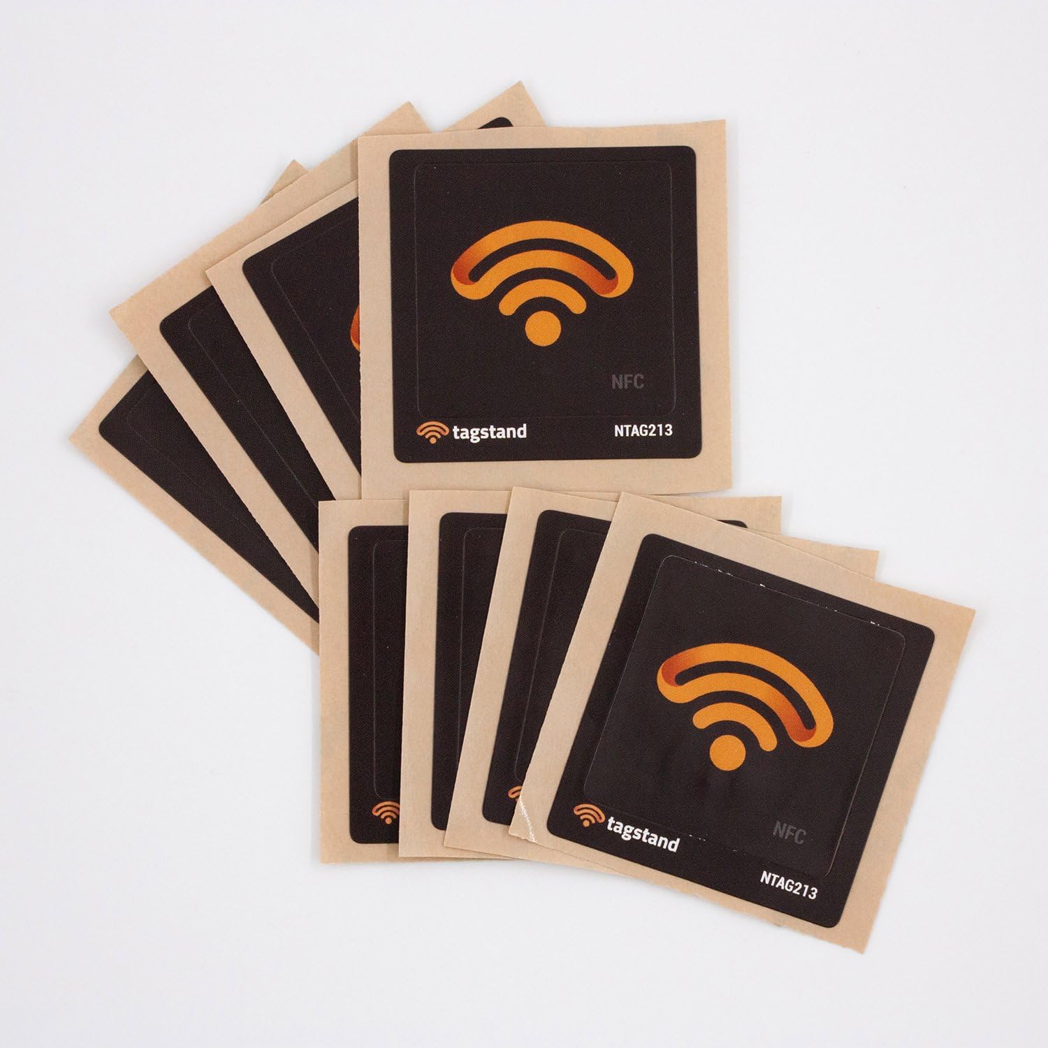 8 Black NFC Stickers NTAG213 by Tagstand - Fully programmable, and Works with NFC Enabled Devices