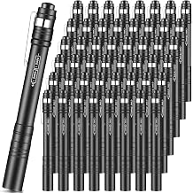 Rossesay 48 Pack Fathers Day Pen Pocket Flashlights Bulk Gift LED Pen Lights Aluminum Mini Flashlights with Clips Small Handheld Torche for Men Camping Hiking Emergency Outdoor Black