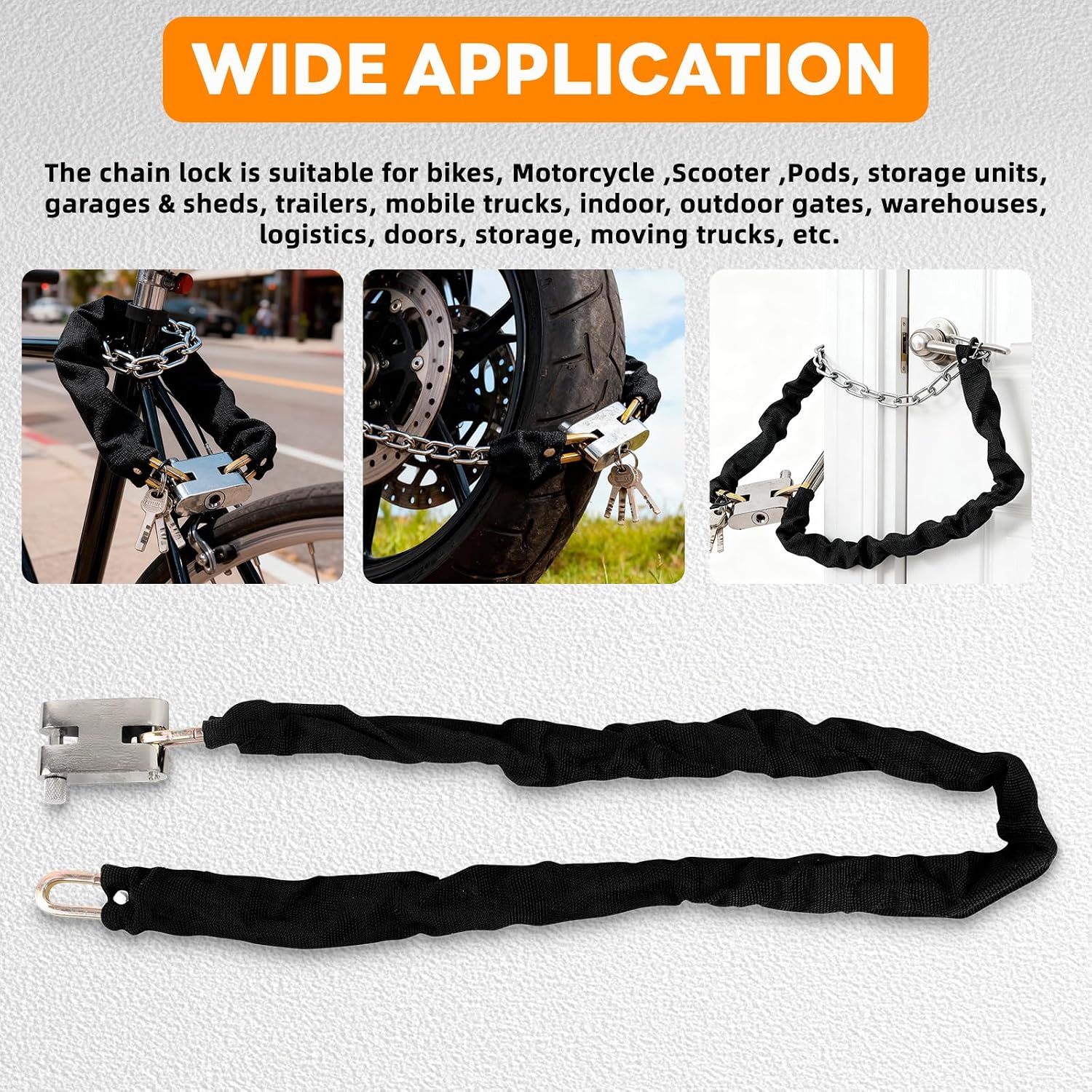 MACHSWON Universal Bike Lock,Bicycle Motorcycle Chain Lock, High Security Bicycle Lock,Anti-Theft Bike Chain Lock Heavy Duty Motorbike Bicycle Bike Chain Lock for Bicycle Motorcycle