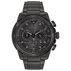 Citizen Mens Eco-Drive Weekender Ecosphere Chronograph Watch in IP Stainless Steel Black Dial Model CA4184-81E