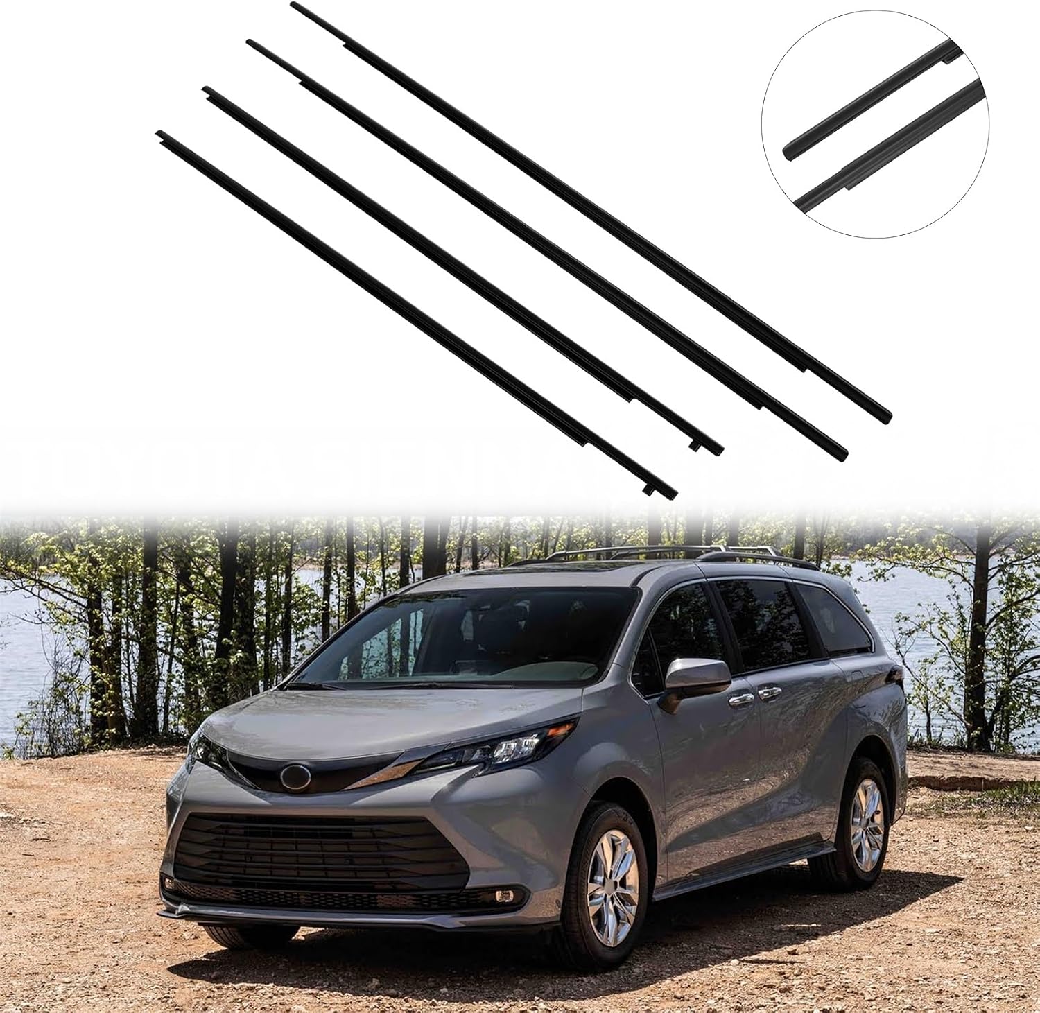 Aintier Premium Window Molding Trim Perfect Fit for 2011-2020 For Toyota For Sienna Replaces OEM Part Numbers 6816008020 6821008020 6818008020 6823008020 Weatherstrip Window Seal for Noise Reduction