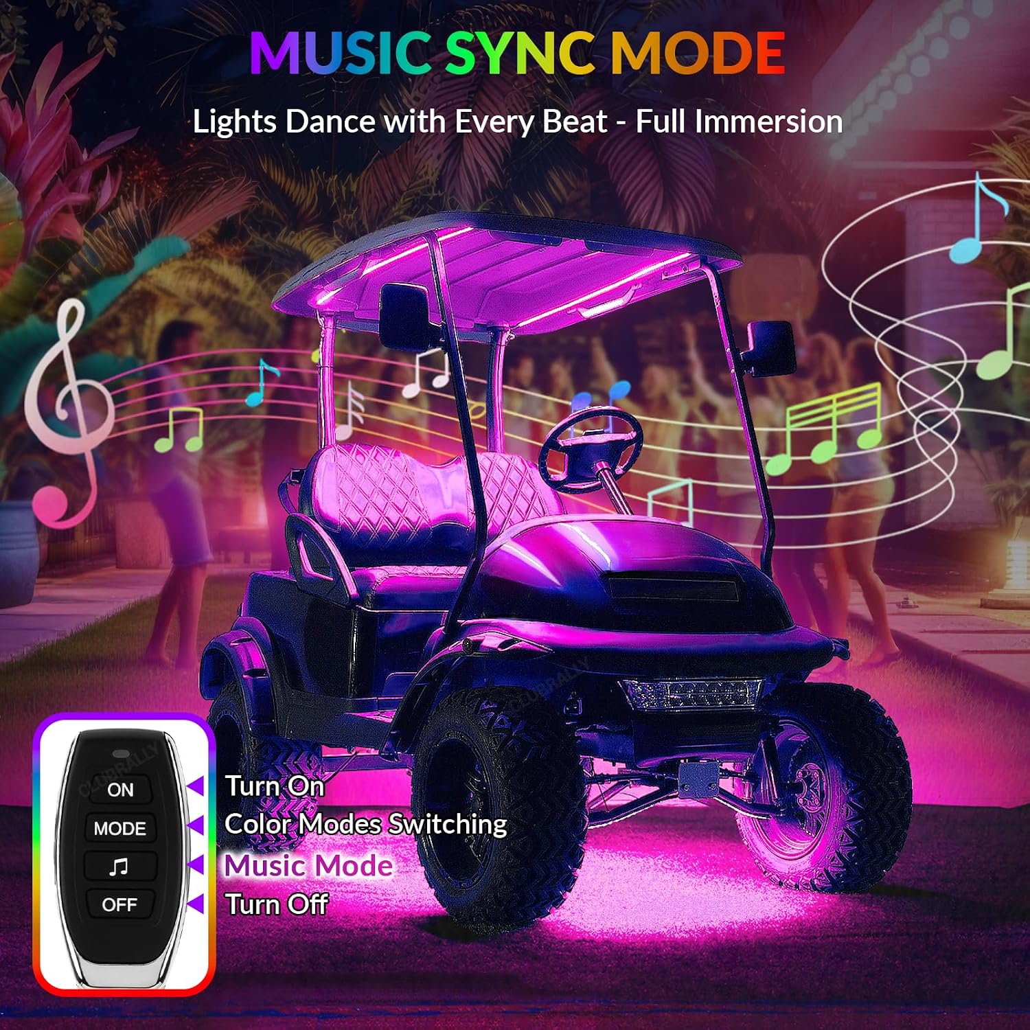 CLUBRALLY Golf Cart Underglow & Canopy LED Light Strip Kit, 28 Modes Full-Body Glow Lighting for EZGO, Club Car, Yamaha (6 Pack) image 4