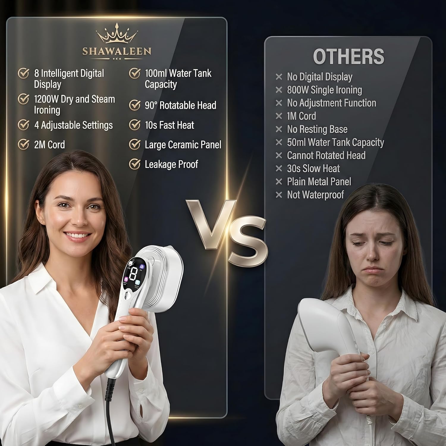 Travel Steamer for Clothes with Ironing Gloves, All-Fabric Wrinkle Removal 4 Adjustable Modes, 10s fast Heat Up, Large Ceramic Heat Panel, 100ml water tank, 2in1 Steamer Iron1200W (110-120V) (WHITE)