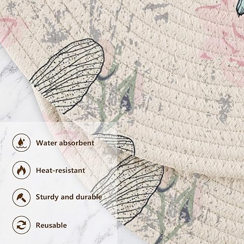 Miniatura 3 de Salvamanteles con patrón floral grunge extra grande para ollas y sartenes calientes de 15 pulgadas, tejido de hilo de algodón que absorbe el agua,