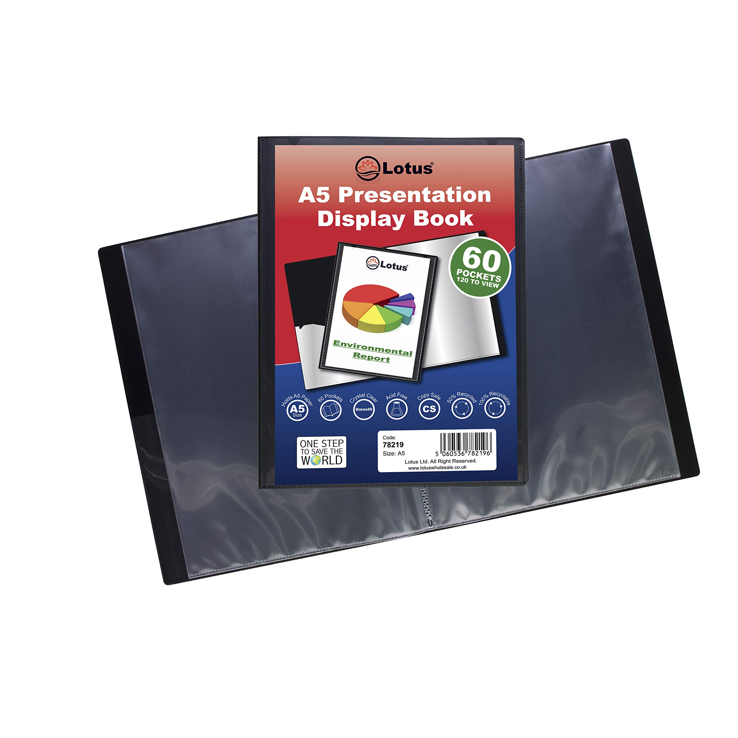Lotus A5 60-Pocket Black Presentation Display Book - Organize & Showcase Your Documents with Style - Image 2