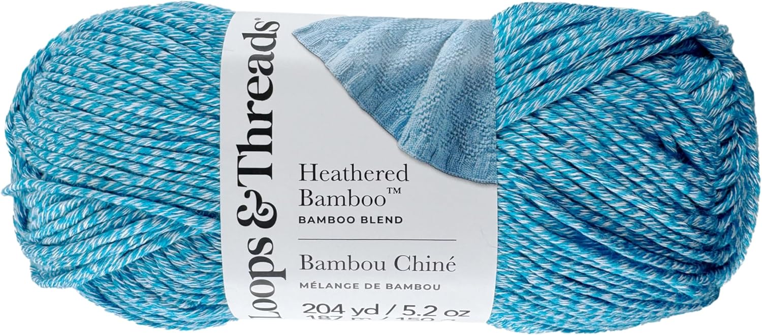 Loops & Threads Heathered Bamboo Yarn – Medium Acrylic Bamboo Mix for Knitting & Crochet, Soft Silky Yarn for Blankets, Wraps, Apparel & Accessories, Taffy