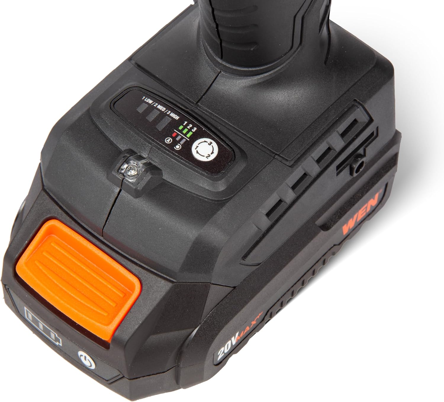 WEN 20V Max Brushless Cordless Compact 1/2-Inch Impact Wrench with SmartStop, 2.0 Ah Lithium-Ion Battery and Charger (20108)