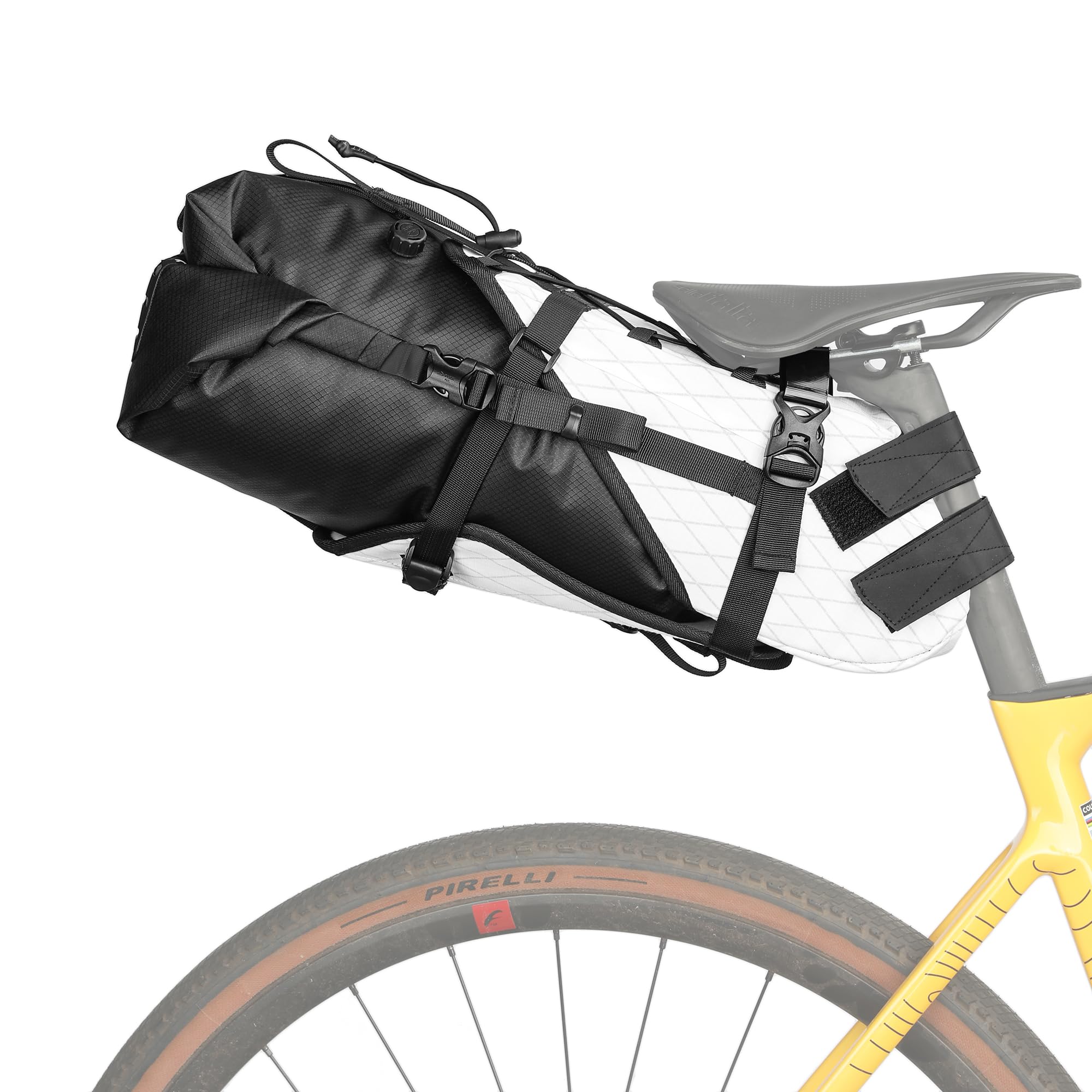 Photo 1 of **USED, INCOMPLETE** Rhinowalk Bike Saddle Bag Bicycle Saddle Pannier 14L Waterproof Storage Pouch Rear Rack Luggage Carrier Quick-Fit with Hardshell Frame & Interior (White)