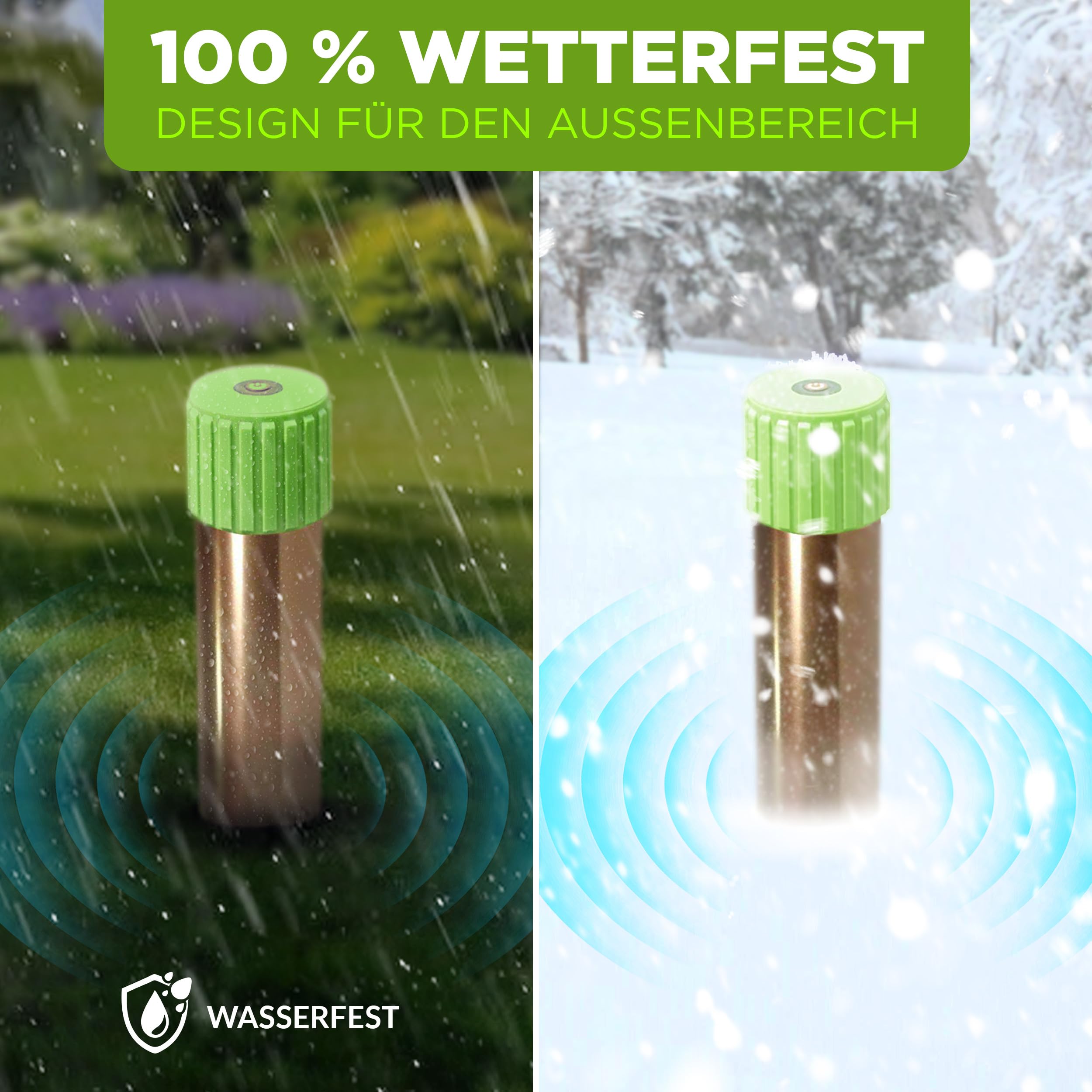 ISOTRONIC Maulwurfabwehr zum Vertreiben von Maulwürfen, Wühlmäusen & Schlangen – batteriebetriebener Maulwurfschreck mit Erdspieß für den Garten – Maulwurfvertreiber 1.250m² Wirkungsbereich (2 Stück)