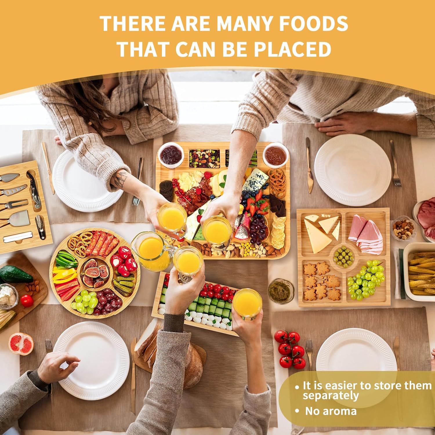 Charcuterie Board Gift Set, Bamboo Cheese Board Gift Set with 20 Accessories, Large Charcuterie Boards Set for House Warming, Wedding, Bridal Shower - Image 7