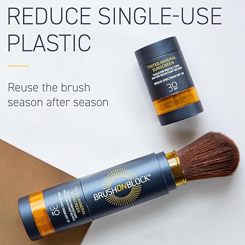 Miniatura 5 de Brush On Block Recambio de polvo mineral para protector solar SPF 30 natural de amplio espectro seguro para pieles sensibles protección facial UVA