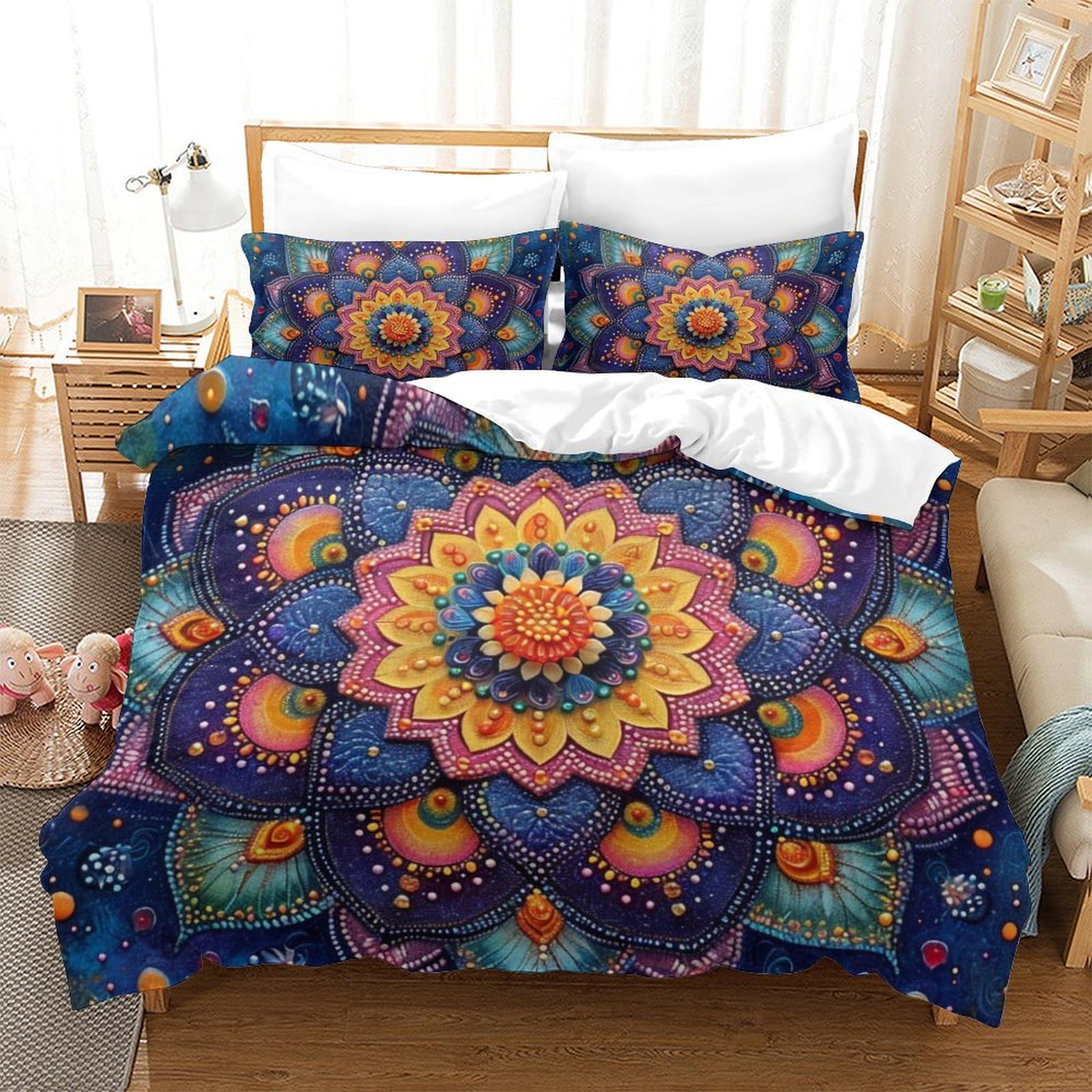 Parure de lit super king 260x220 housse de couette microfibre dessin 3D ado 3 pièces