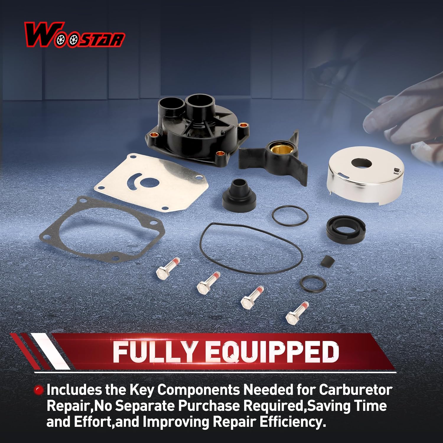 WOOSTAR Water Pump Impeller Repair Kit Replacement for Johnson Evinrude 1989-2005 40HP 45HP 48HP 50HP OEM 433548 0433548 438592 0438592 777805 0777805 433549 0433549 Sierra 18-3454 18-3394 9-48209