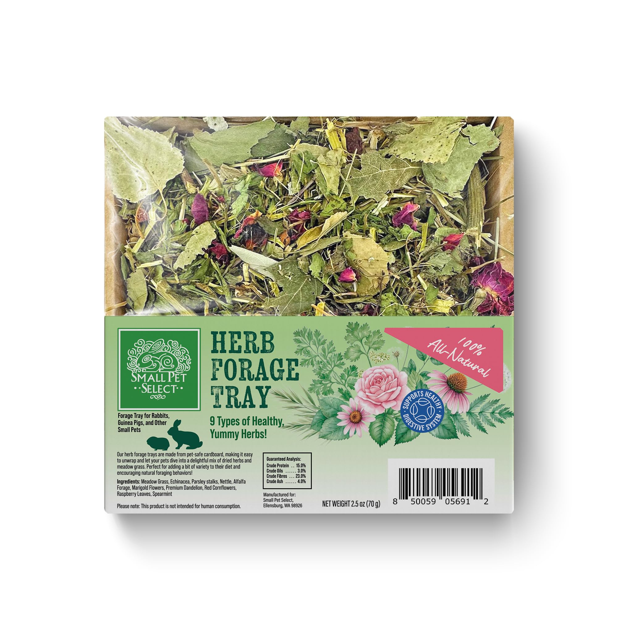 Small Pet Select Forage Tray Bundle, 3 Pack of Foraging Trays for Rabbit, Guinea Pig, Hamster or Bunny - Natural Treats, Dandelion, Flower, Herb Mix 2.5oz Each