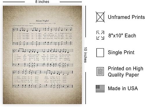 Miniatura 2 de Poster Master Póster de Noche Silenciosa – Impresión de partituras de canciones de Navidad – Arte de Partitura Musical – Regalo navideño para él,