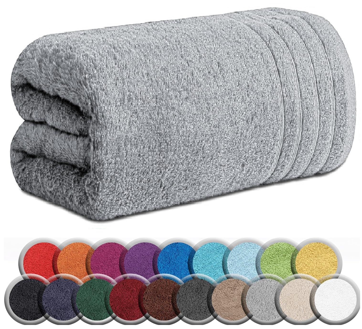 TEXTILESY Extra Large Super Jumbo Bath Sheet 100 x 200 cm-600 GSM Luxury 100% Egyptian Combed Cotton Big Towels Soft Hotel Quality XXL Bath Sheets (Silver)
