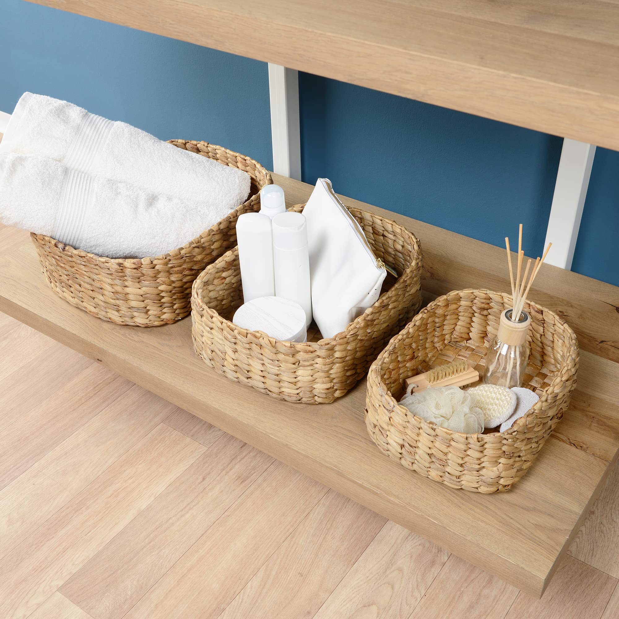 Omino - Cesta de almacenamiento (tamaño grande), diseño de jacinto de agua natural