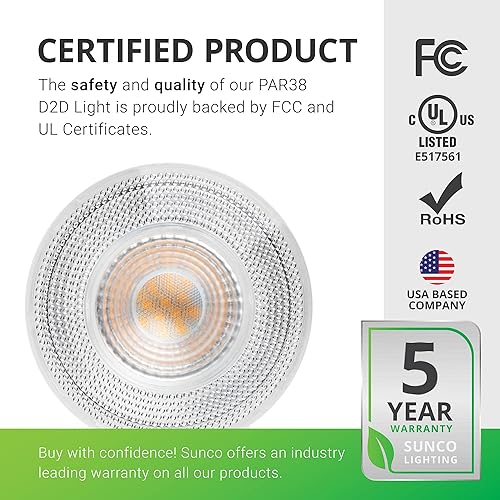 Miniatura 6 de Sunco - Luz de inundación LED para exteriores, resistente al agua, PAR38, bombilla del atardecer al amanecer, 1250 LM, equivalente a 120 W 15 W,