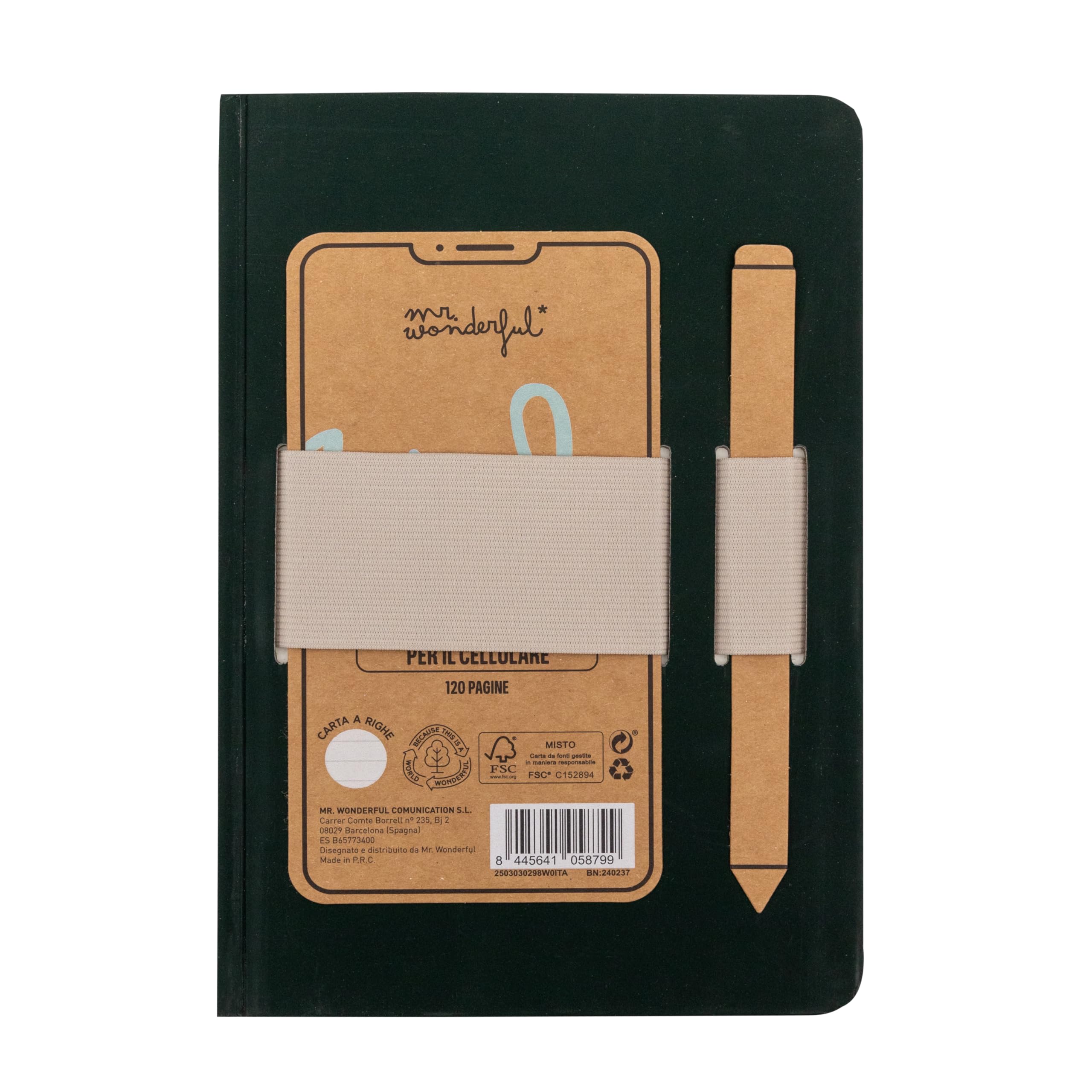 Mr. Wonderful - A5 notebook with mobile phone holder - Said and done - A5 notebook - With stitched binding