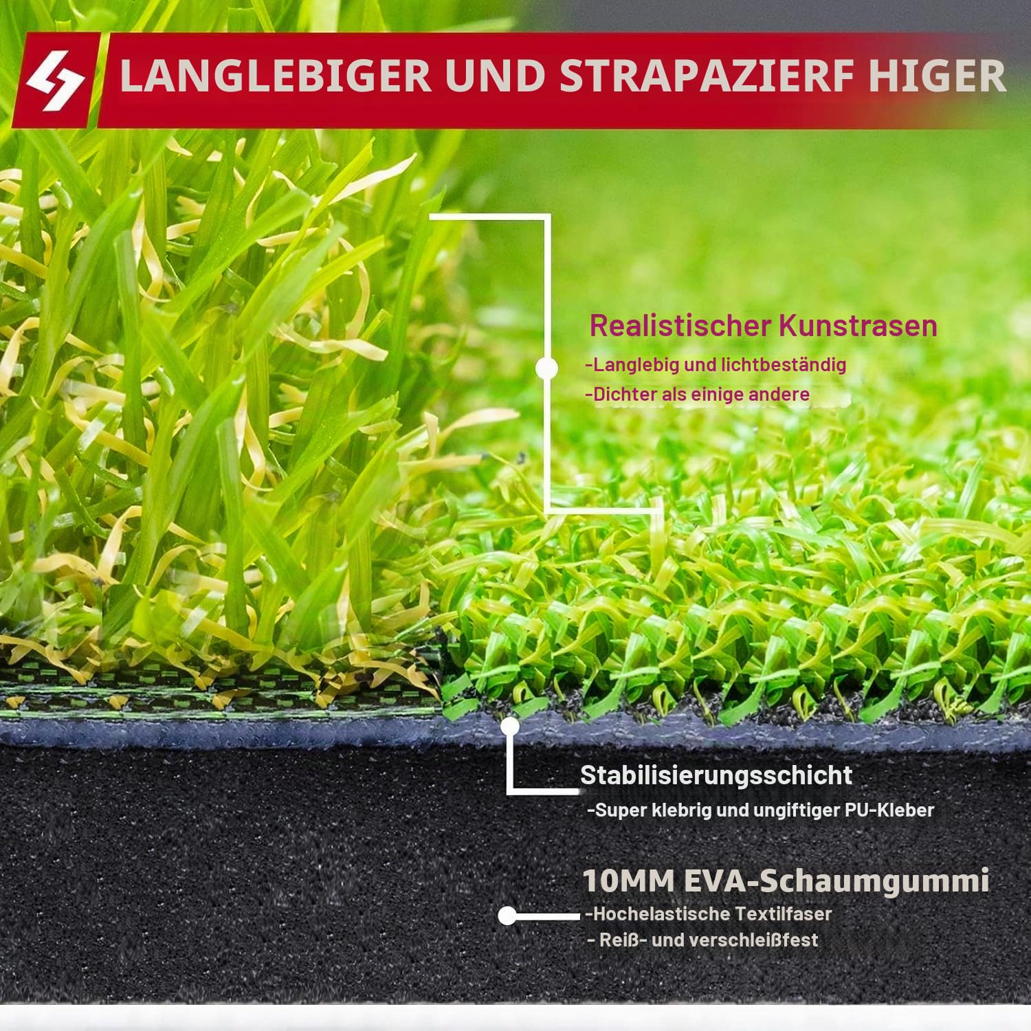 Golfschlag-Übungsmatte, 60 x 40 cm, robust, faltbar