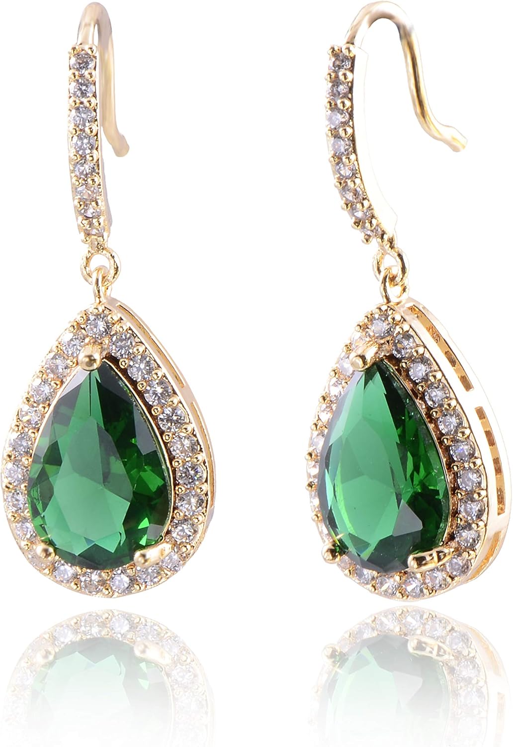 CZ Teardrop Earrings for Wedding - Sterling Silver Cubic Zirconia Crystal Rhinestone Drop Earrings Womens Bridal Jewelry for Bride Bridesmaids Mother of Bride Gift Party Prom Pageant Earring for Girls