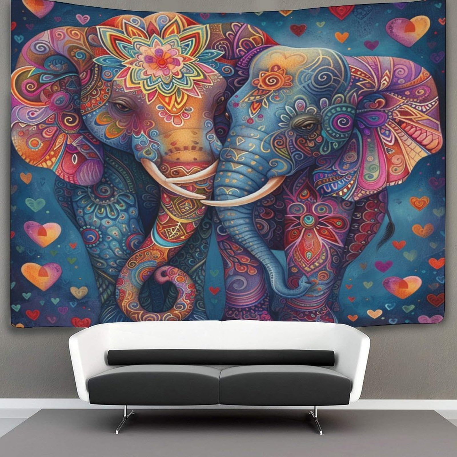 kaiyun 150cmx200cm Tapestry Loving Elephants Tapestries Mandala Art 3D Printing Tapestry Wall Hanging Home Decorations Tapestry Wall Hanging
