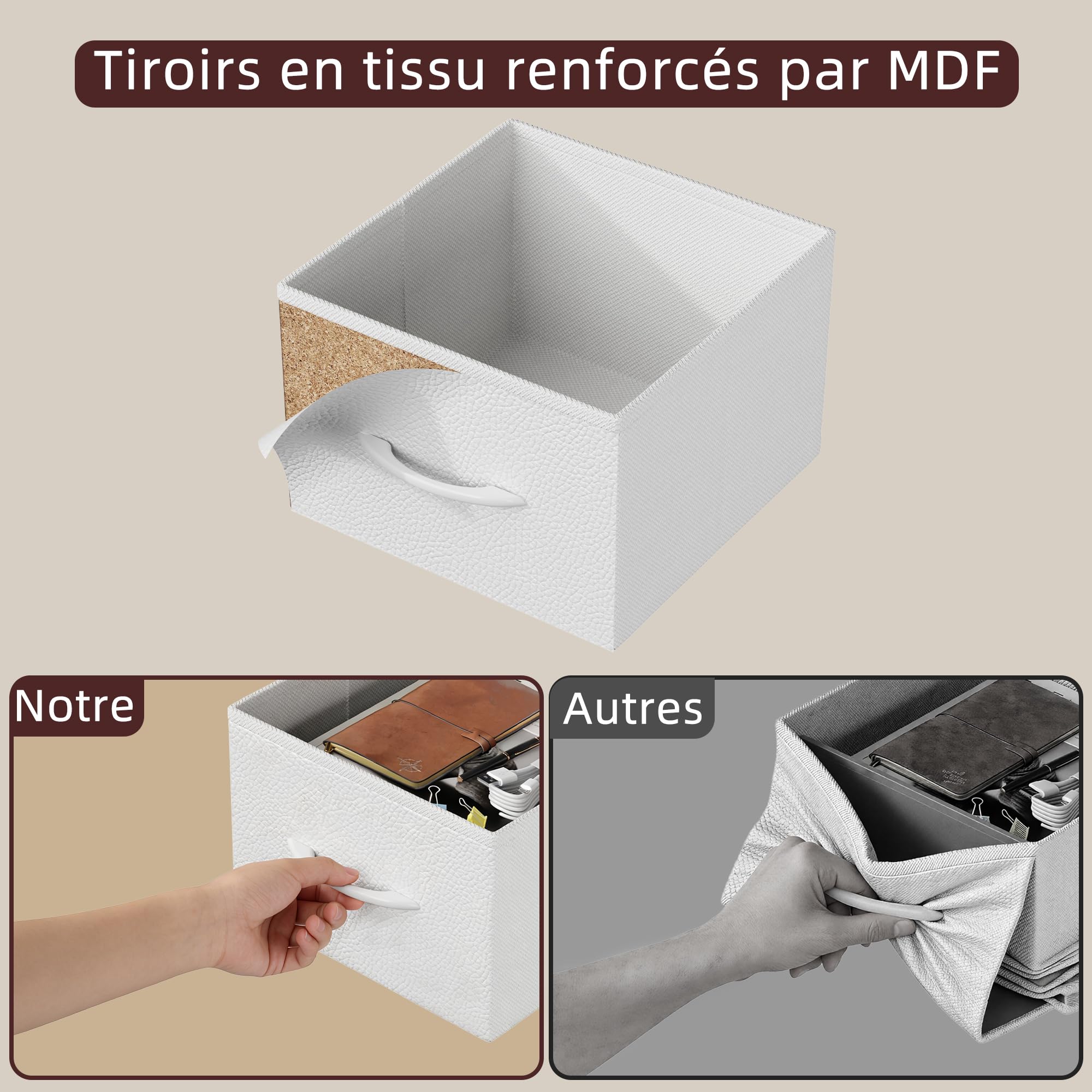 Support TV sur Pied avec roulettes 32-75 Pouces Meuble TV roulettes | Support TV sur roulettes avec LED et Prises Intégrées, Réglable en Hauteur avec 4 Tiroirs, Max VESA 600x400 mm, Blanc