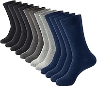 J-BOX Men's Black Cotton Crew Dress Socks 6 Pack - Breathable Anti-Odor Comfort, Size 6-15 Business Casual