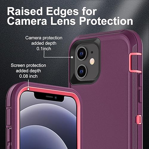 Miniatura 8 de YKHJKLEC Funda para iPhone 12 Mini, grado militar 3 en 1, resistente a los golpes, a prueba de caídas, polvo con 2 protectores de pantalla de vidrio