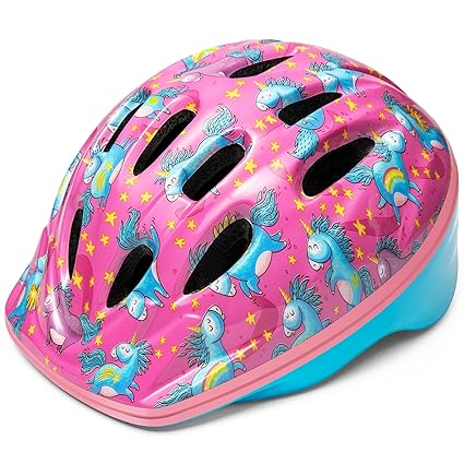 OutdoorMaster Toddler Bike Helmet - CPSC Certified Multi-Sport Adjustable Helmet for Children (Age 3-5), 14 Vents Safety & Fun Print Design for Kids Skating Cycling Scooter