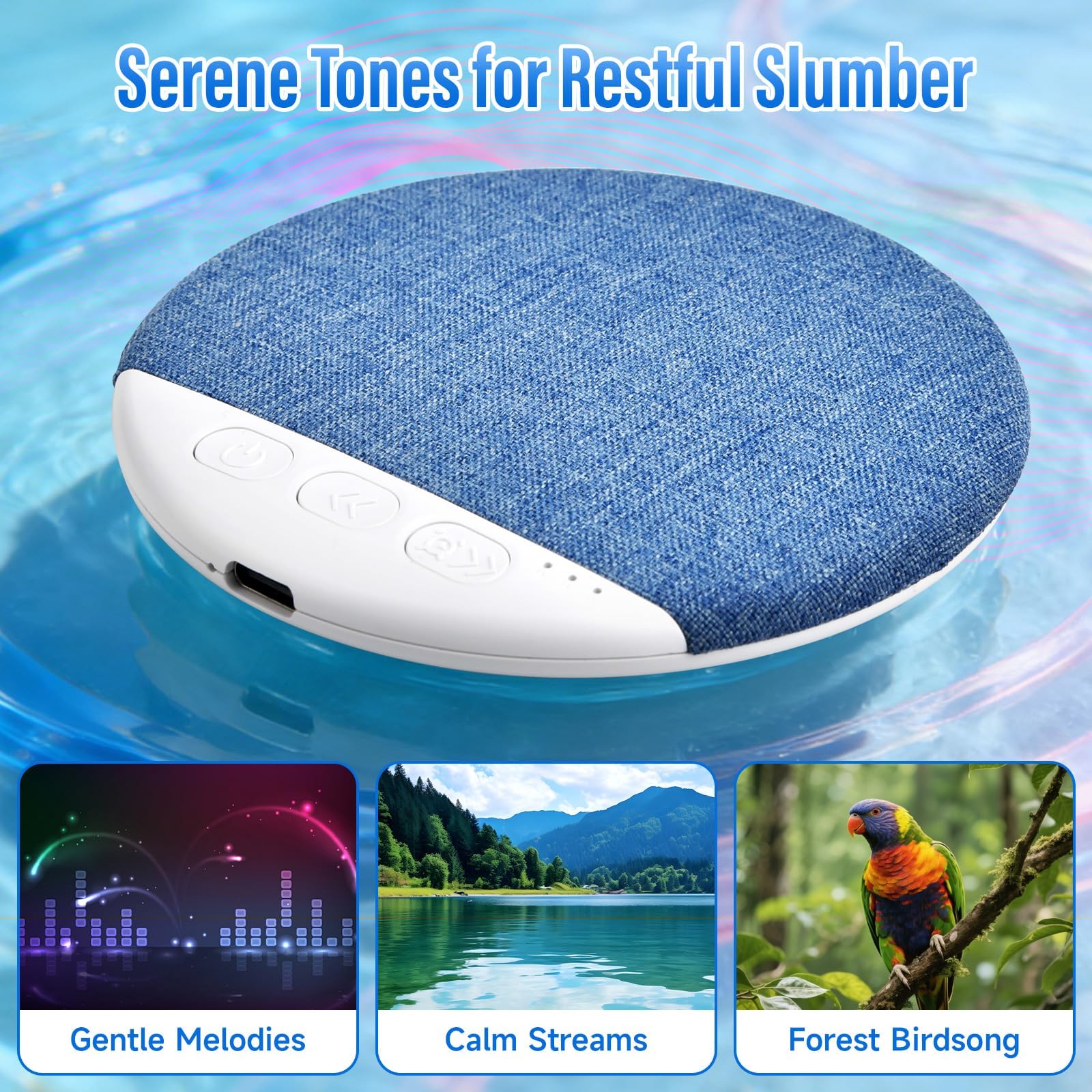 Pipihome Altavoz de Almohada, Mini Altavoz Bluetooth Portatil con Ruido Blanco & Minutero, Conducción ósea Debajo de Altavoces Bluetooth para Dormir, Pillow Speaker para Quienes Duermen de Lado (B) — view 6