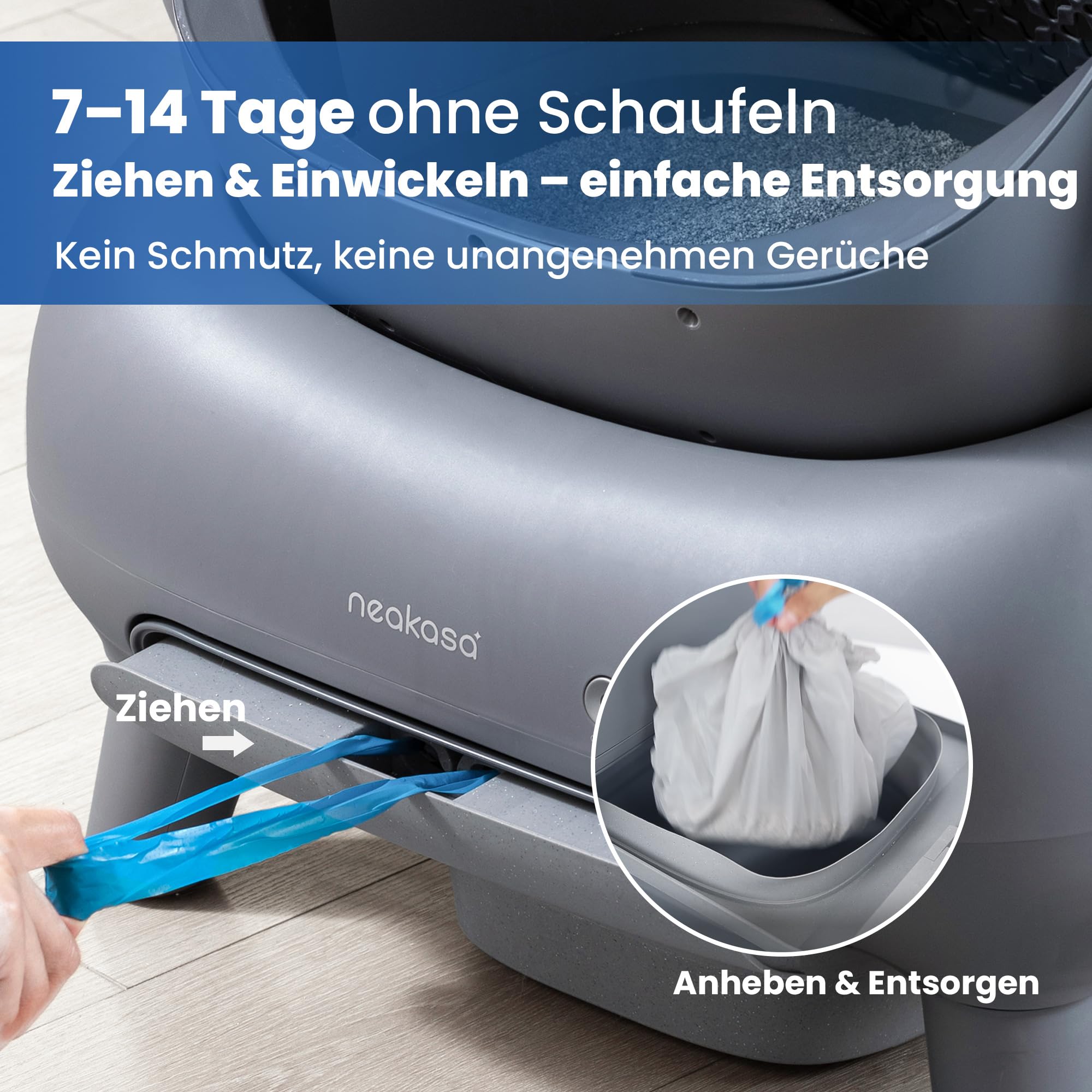 Neakasa M1 Plus Selbstreinigende Katzentoilette mit offenes Design, XXL Kapazität Katzenklo, App-Steuerung, sicher, geruchsfrei und hygienisch, mit Katzenstreu Matte, Cat Litter Box für mehrere Katzen