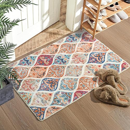 Miniatura 1 de Ompaa Alfombra marroquí de área pequeña, antideslizante, 2 x 3 pulgadas, lavable a máquina, alfombra de acento suave para entrada, baño, dormitorio,